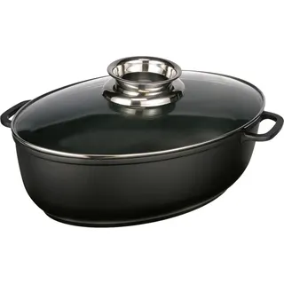 HI Aluguss Bräter Brattopf Backofen-Topf mit Glasdeckel 24205