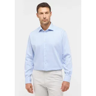 Langarmhemd ETERNA "MODERN FIT", Herren, Gr. 46, Normalgrößen, hellblau, Satin, 100% Baumwolle, tailliert, Manschette, Hemden Langarmhemd, NON IRON (bügelfrei)
