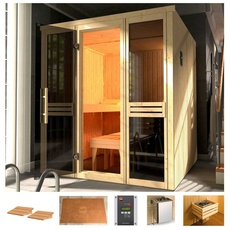 Bild von Sauna »Classic«, 7,5 kW Ofen mit ext. Steuerung, Fenster, beige