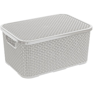 branq home essential Branq Rattan Aufbewahrungsbox mit Deckel 10 Liter grau