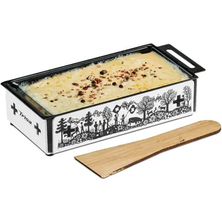 Trisa Electronics Raclette-Grill , Weiß , Metall , 10x5x19.50 cm , Fsc , antihaftbeschichtete Raclette-Pfännchen, rutschfeste Füße , Kochgeschirr, Tischgrills & Fondues, Raclette-Grills