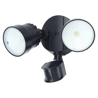 Lutec LED Wandleuchte Schwarz IP54 2 x 15W 1360lm kaltweiß 5000K Bewegungsmelder - Schwarz
