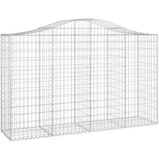 vidaXL Gabione mit Hochbogen 200x50x120/140 cm Verzinktes Eisen - Silber