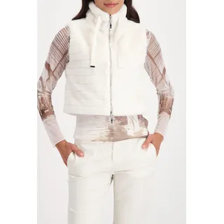 Fellimitatweste MONARI "Weste fake fur", Damen, Gr. 46, almond, Plüsch, Obermaterial: 100% Polyester. Futter: 100% Polyester, unifarben, regular fit taillenlang, Rundhals, Westen Fellimitatweste, Regular fit mit Stehkragen