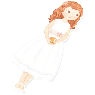 Mopec W9170 Figur 2D Aufkleber für Mädchen, Kommunion, kurzes Kleid, 11 cm, 6 Stück, Holz, mehrfarbig, Einheitsgröße