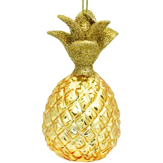 SIKORA Goldene Ananas besondere Weihnachtskugel Glas Christbaumschmuck Deko Figur Weihnachten Anhänger Ornament - Trend Line - BS480