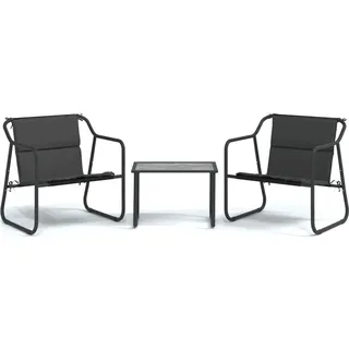 vidaXL 3-tlg. Garten-Lounge-Set mit Kissen Anthrazit Stahl