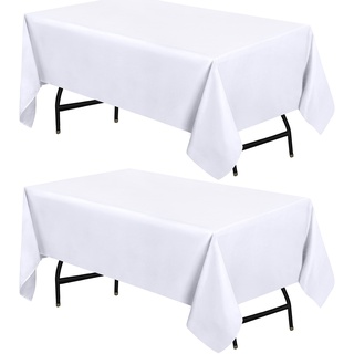 Utopia Kitchen Polyester Tischdecke 132 x 218 cm (2er-Pack, Weiß) Maschinenwaschbare Tischdecke Ideal für Partys, Veranstaltungen, Hochzeiten und Restaurants (52 x 86 Zoll)