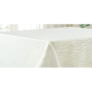 Tischdecke Streifen Schnörkel Tischläufer 180 cm rund - Champagner - Beige