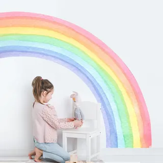 Supzone Wandtattoo Regenbogen Groß 160 * 140cm Aquarell Wandaufkleber | Aquarell Regenbogen Wandsticker Mädchenzimmer Abnehmbar Wanddekor für Kinderzimmer Babyzimmer Schlafzimmer Türen Wanddeko
