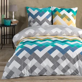 Buymax Bettwäsche 200x220 cm – Bettwäsche Set 3-teilig 200 x 220 cm, Renforcé 100% Baumwolle, Bettbezug mit 2 Kissenbezügen 80x80 cm, Oeko-TEX, Reißverschluss, weich und atmungsaktiv