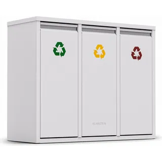 Klarstein Ordnungshüter 3-in-1 Mülleimer - 45L Küchenabfalleimer mit Farbcodierung, Edelstahlgehäuse, herausnehmbare Behälter, Mülltrennsystem - Weiß