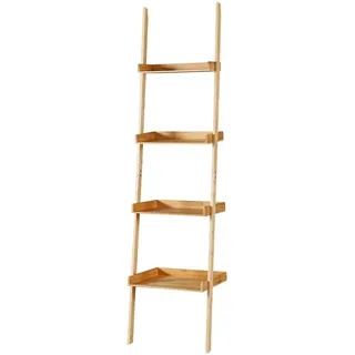 [en.casa] Leiterregal Göinge , Naturfarben , Holz , Bambus , 44x176x37 cm , Wohnzimmer, Regale, Bücherregale