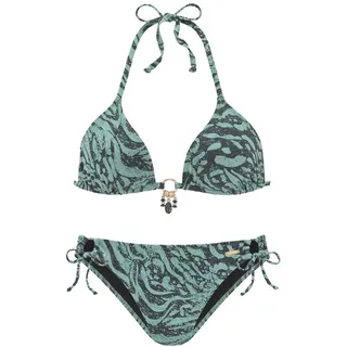 Bruno Banani Triangel-Bikini Damen jade bedruckt Gr.32 Cup A/B