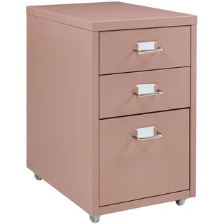 [en.casa] Rollcontainer Kökar , Hellbraun , Metall , 3 Schubladen , 28x48x41 cm , Büromöbel, Schreibtischcontainer, Rollcontainer