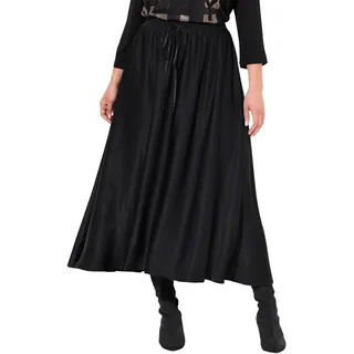 Ulla Popken Damen große Größen Übergrößen Plus Size Satin-Midirock, A-Linie, Elastikbund, Bindeband