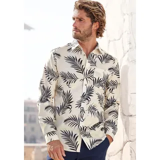 John Devin Hawaiihemd »Regular Fit, «, Langarm, Freizeithemd mit Palmenprint aus reiner Baumwolle John Devin beige / anthrazit