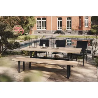 Niehoff Set Tavo, Nantes Highback II - Das Set besteht aus: 1 x Baumtisch Tavo, 1 x Baumbank Tavo, 3 x Stapelsessel ...