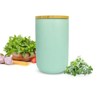 Vorratsdose mit Holzdeckel Keramik Türkis Vorratsbehälter Keramikdose Dose - Türkis