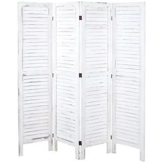 Mendler Paravent HWC-G30, Trennwand Sichtschutz Raumteiler, Shabby-Look 170x162cm ~ weiß