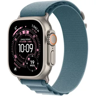 Apple Watch Ultra 3 GPS + Cellular 49 mm Titangehäuse Natur Alpine Loop Hellblau M