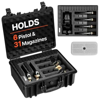 Vevor Hartschalenkoffer für 6 Pistolen 47,5x41,5x21,5 cm XPE-Schaumstoff Schwarz