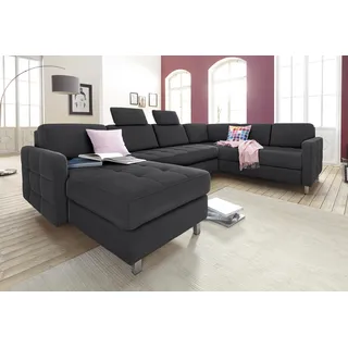 sit&more Wohnlandschaft Kunstleder U-Form 3-Sitzer Schwarz