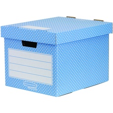 Bankers Box Style Series Aufbewahrungsbox aus 100% recyceltem Karton, 4-er Pack, blau/weiß