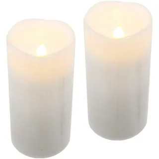 I.GE.A. LED-Kerze »Batteriebetriebene LED-Kerzen aus Echtwachs, Höhe ca. 12,5 cm« flackerndes Stimmungslicht, Stumpenkerze für den Adventskranz, weiß
