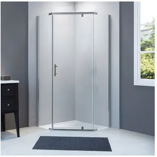 SANOTECHNIK Fünfeckdusche mit Pendeltür 90 x 190 cm grau Sicherheitsglas