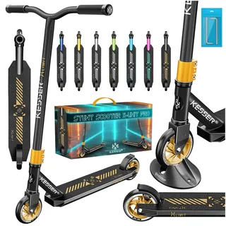 KESSER® Stunt Scooter X-Limit-Pro 360° Lenkung Funscooter Stuntscooter mit Ständer ABEC 9 Kugellagern, 110 mm PolyurethanRäder , Kickscooter Tretroller Cityroller Trick Roller für Kinder Erwachsene - Schwarz