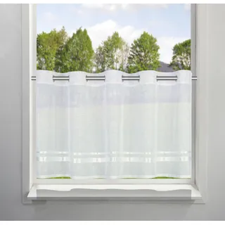 Scheibengardine MY HOME "REGINA" Gr. 5, weiß, B:120cm H:60cm, Voile, Polyester, Gardinen, Scheibengardine, mit einseitig aufgenähten Satinbändern, Leinenstruktur, Polyester, Topseller