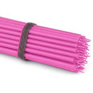 NKlaus 50x Stabkerzen Rosa 16 cm Dünne Paraffinkerzen rußfrei & tropffrei Lange Brenndauer Rosafarbene Kerzen für Feier, Deko & Taufe 36120