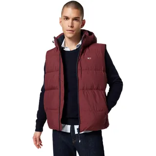 Tommy Jeans Herren Weste Essential Down Vest mit Kapuze, Rot (Deep Rouge), XL