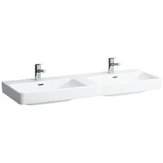 Laufen PRO S Doppelwaschtisch, 3 Hahnlöcher, mit Überlauf, 1300x460mm, H814968, Farbe: Weiß mit LCC Active