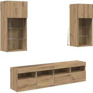 vidaXL TV Wand Einheiten mit LED 5 pcs Artisan-Eiche 40,5 x 30 x 90 cm - Braun