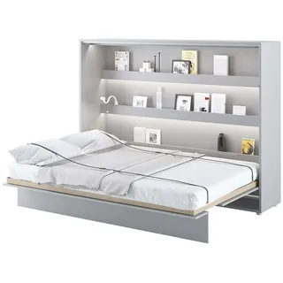 Furniture24 Schrankbett Bed Concept, Wandklappbett mit Lattenrost, V-Bett, Wandbett Bettschrank Schrank mit integriertem Klappbett Funktionsbett BC-04, 140 x 200 cm, Grau/Grau, Horizontal - Grau