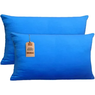 NatureMark 2er Set Jersey Kissenbezüge – Elastisch, weich, atmungsaktiv und hautfreundlich – Waschbare Kissenhülle - 40x80 – Royal Blau