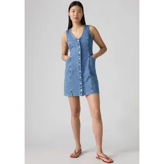 Jeanskleid LEVI'S "VIANNA VEST DRESS", Damen, Gr. L (40), N-Gr, special showing, Denim/Jeans, Obermaterial: 100% Baumwolle, slim fit mini, V-Ausschnitt, Kleider Jeanskleid, mit V-Ausschnitt, Slim Fit, ärmellos