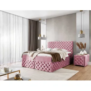 YOURHOUSE24 Boxspringbett Castel (Bonell-Matratze und Topperr), mit zwei Bettkästen (Farbe: Ikoo 06, Größe: 140x200 cm)