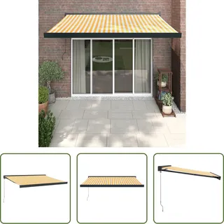 The Living Store Markise Einziehbar Gelb und Weiß 3x2,5 m Stoff und Aluminium