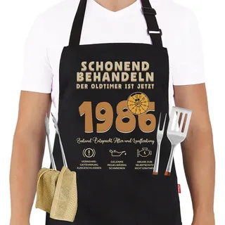 1986 Grillschürze 40 Geburtstag Mann, Küchenschürze als Geschenk zum 40. Geburtstag, Kochschürze "Schonend behandeln Oldtimer ist 40", Geburtstagsgeschenke für Männer Ehemann Papa Freund Kollege