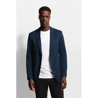 Sakko BUGATTI, Herren, Gr. 60, blau (marine), 67% Baumwolle, 28% Polyamid, 5% Elasthan, slim fit, Manschette, Sakkos Sakko, mit Stretchfunktion