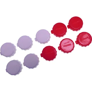 Fackelmann Flaschenverschluss, Kronkorken zum Verschließen von Flaschen, Wiederverschluss aus Kunststoff (Farbe: Rot & Weiß), Menge: 1 x 10 Stück - Rot, Weiß