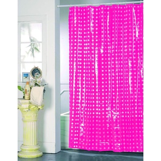 MSV Anti-Schimmel Duschvorhang - Anti-Bakteriell, waschbar, wasserdicht, PVC mit 12 Duschvorhangringen 180x200cm Pink