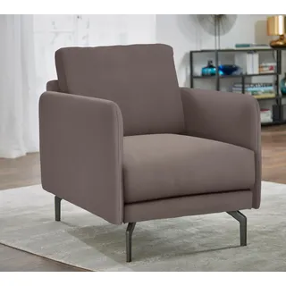 Sessel "CR.450, Designsessel, Loungesessel", beige (beigegrau 534, 26), B:70cm H:85cm T:95cm, NaturLEDER OSKAR (echtes Rindsleder);Chenille COCO (72% Polyester 15% Baumwolle 13% Polyacryl), CREATION BY ROLF BENZ, Sessel, Sessel, Armlehne sehr schmal, Breite 70 cm, Alugussfuß Umbragrau