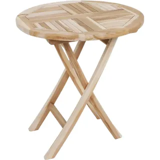 Gardenson Gartenklapptisch , Naturfarben , Holz , Teakholz , Hartholz , rund , X-Form , 70 cm , klappbar , Holzmöbel, Holztische, Klapptische Holz