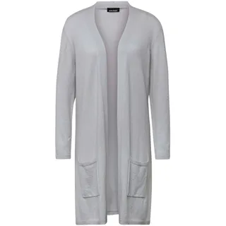 Strickjacke GOLDNER "Kurzgröße Modische Kaschmir-Longstrickjacke", Damen, Gr. 21, silber (silbergrau, melange), Obermaterial: 100% Kaschmir WS., figurumspielend, Sonstiges, Strickjacken Strickjacke, Ohne