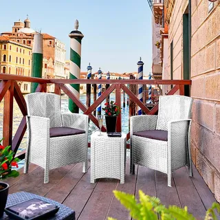 Dmora - Lounge-Set für den Außenbereich Jupiter, Gartenset mit Kissen, Lounge-Set für den Innenbereich in Rattan-Optik, 100% Made in Italy, Weiß