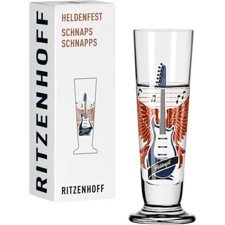 Ritzenhoff & Breker RITZENHOFF 1061017 Schnaps-Glas 40 ml rund - Serie Heldenfest, Motiv Gitarre, in Kupfer, Blau, Schwarz - Made in Germany